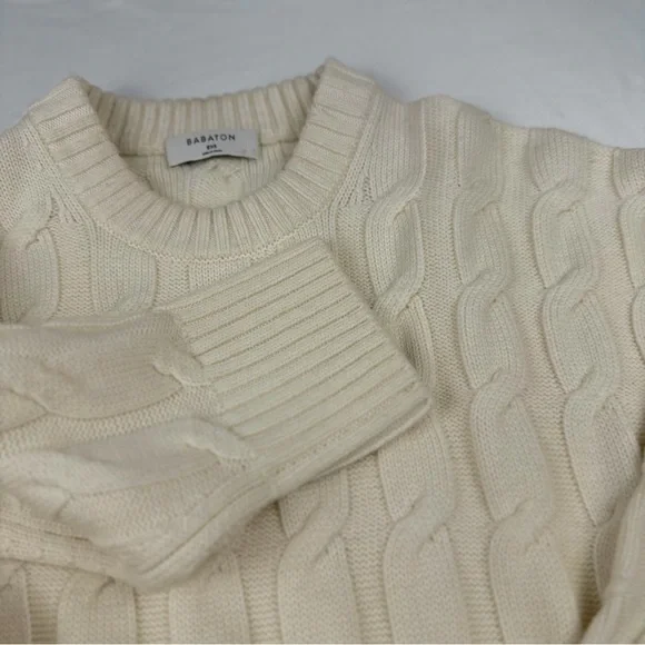 ARITZIA Babaton Cable Knit Glory Wool Cropped Sweater in Heather Birch
2XS EUC - Picture 5 of 12